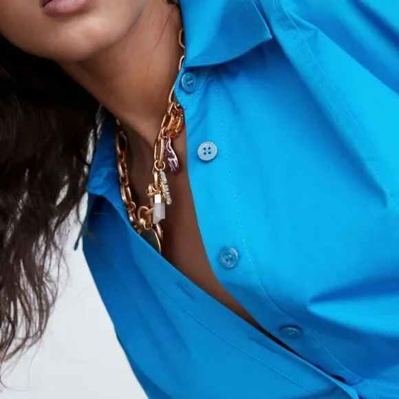 Zara blue cotton shirtdress - Picture 5 of 10